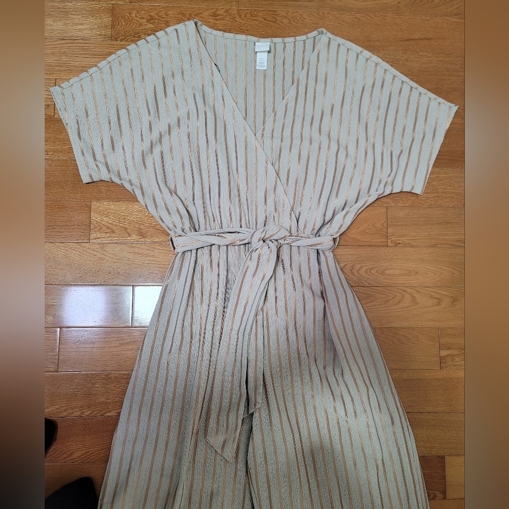 H&M Beige Striped Wide Leg Jumpsuit - Picture 6 of 12